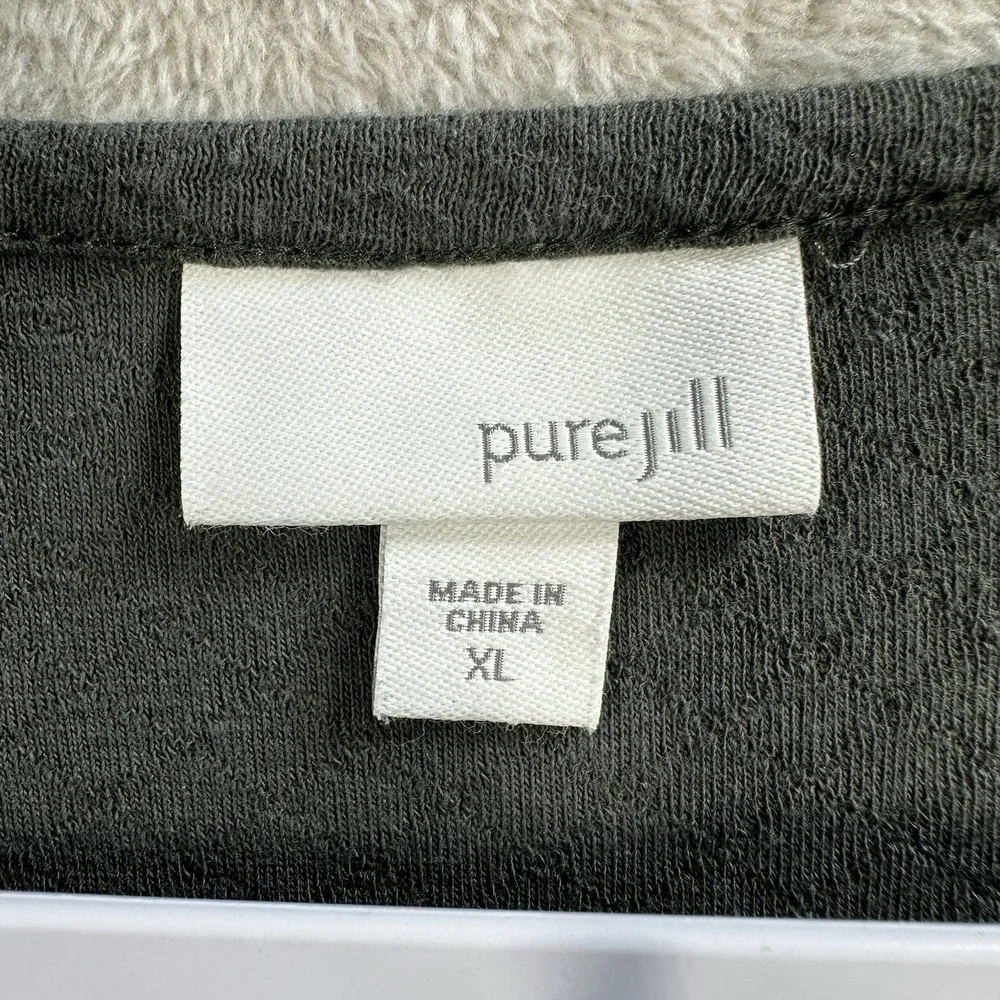 Pure Jill J.Jill Petite‎ Open-Drape Cardigan Knit Topper Loden/Slate Green Sz XL